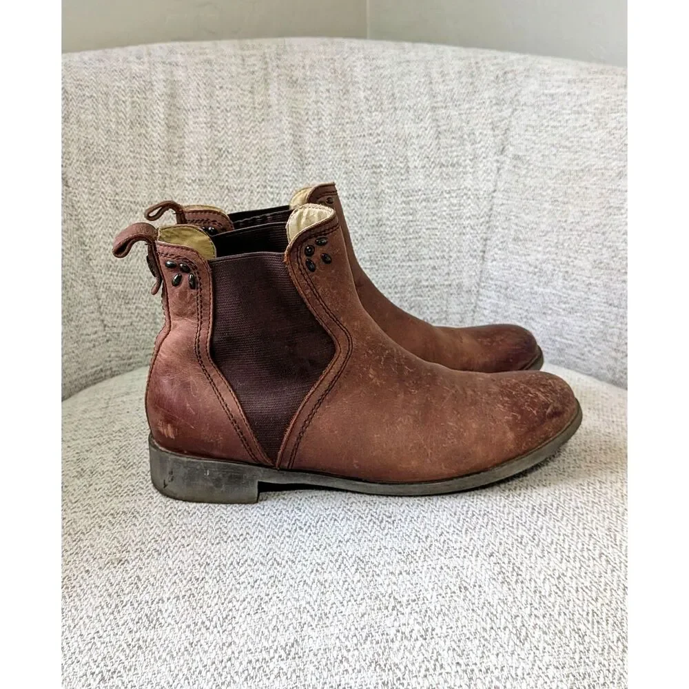 OluKai Kualona Chelsea Brown Leather Utility Cottagecore Bohowestern Boots SZ 7